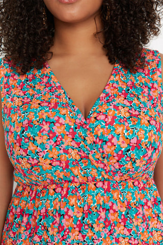 Vestido comprido - Laranja e rosa