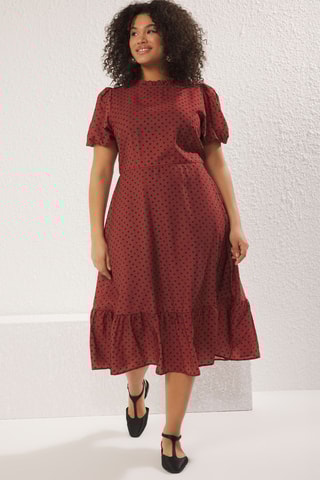 Vestido midi - Vermelho-tijolo
