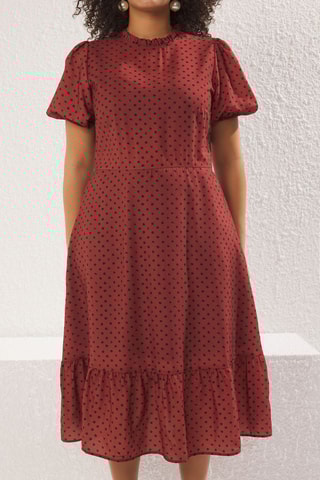 Vestido midi - Vermelho-tijolo