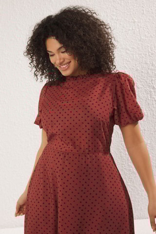 Vestido midi - Vermelho-tijolo