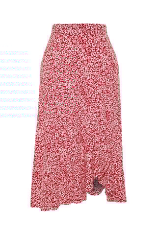 Saia midi de cintura alta - Vermelho