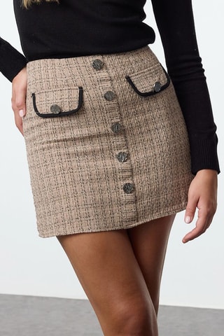 Minissaia em tweed - Camel