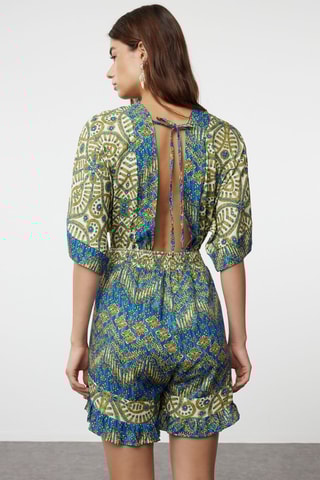 Macacão curto - Verde e azul