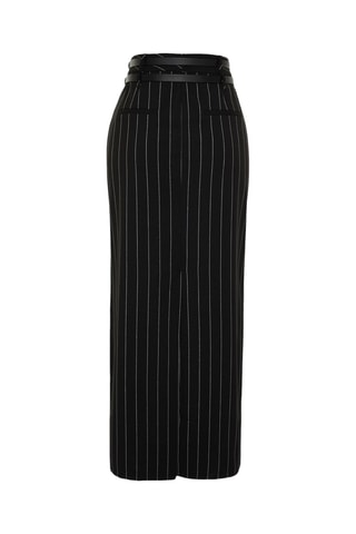Saia midi de cintura alta - Preto