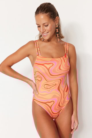 Maillot 1 pièce - Orange et rouge