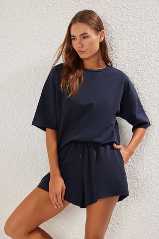 T-shirt oversize e calções - Azul-marinho