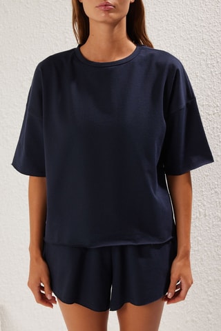 T-shirt oversize e calções - Azul-marinho