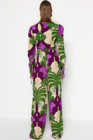 Crop top e calças - Violeta e verde