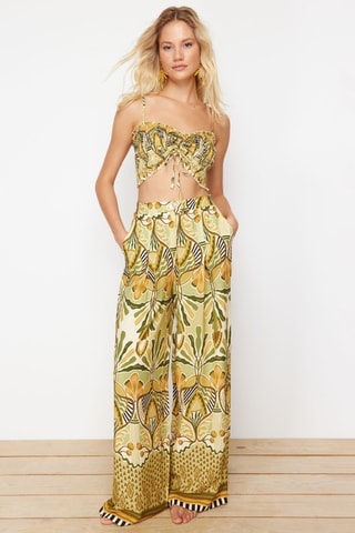 Crop top e calças - Verde e amarelo