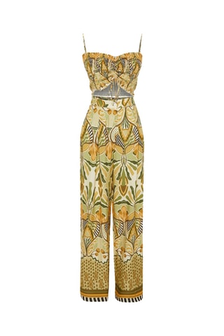 Crop top e calças - Verde e amarelo