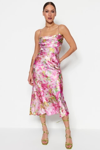 Vestido midi - Branco e rosa