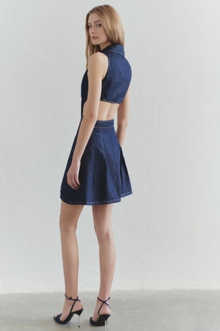 Vestido-camisa de ganga - Azul