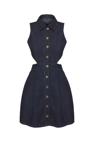 Vestido-camisa de ganga - Azul