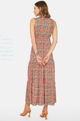 Vestido comprido - Rosa e laranja