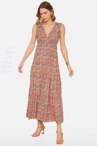 Vestido comprido - Rosa e laranja