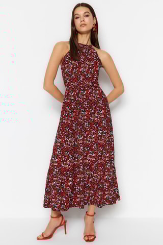 Vestido comprido - Vermelho e preto
