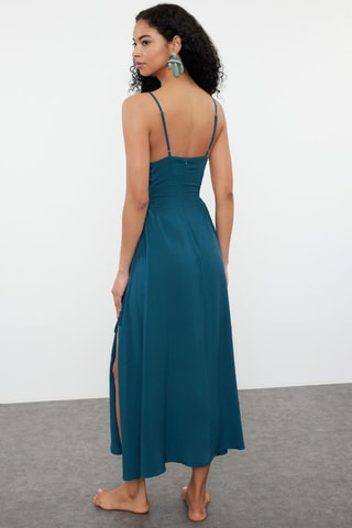Vestido comprido - Azul-petróleo