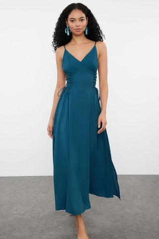 Vestido comprido - Azul-petróleo