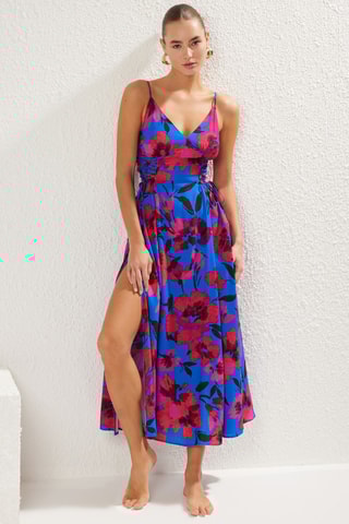 Vestido comprido - Rosa e azul