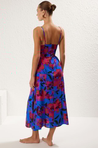 Vestido comprido - Rosa e azul