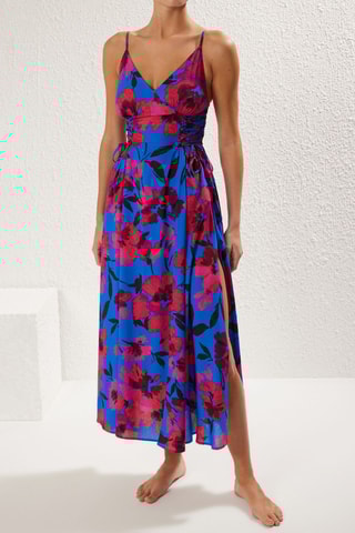 Vestido comprido - Rosa e azul