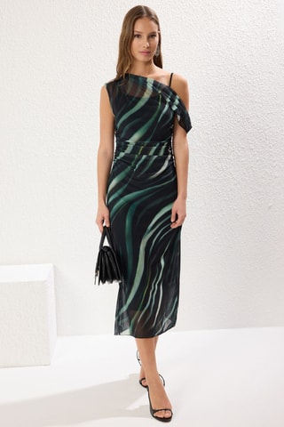 Vestido midi - Preto e verde