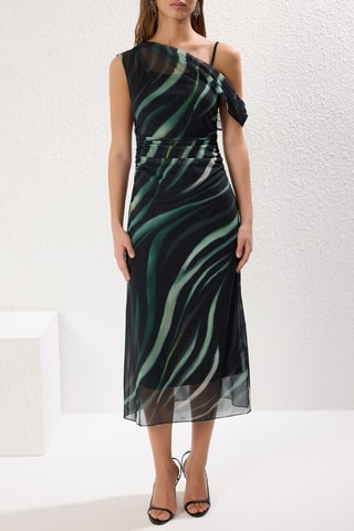 Vestido midi - Preto e verde