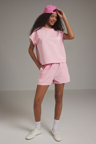 T-shirt oversize e calções - Rosa