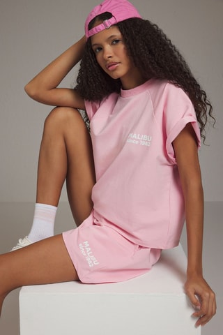 T-shirt oversize e calções - Rosa
