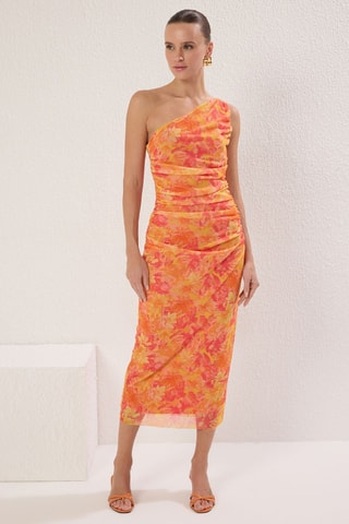 Vestido assimétrico - Laranja