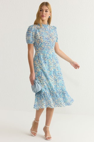Vestido midi - Azul-claro