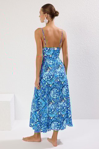 Vestido comprido - Branco e azul