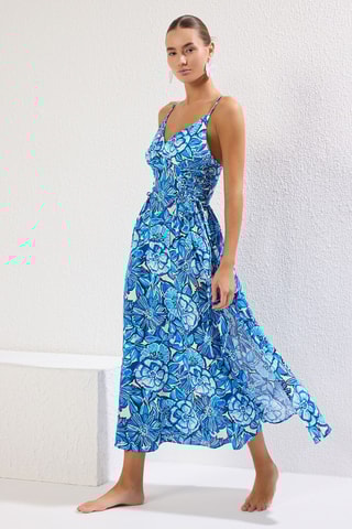 Vestido comprido - Branco e azul