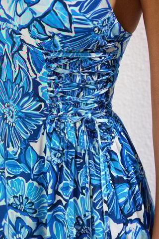 Vestido comprido - Branco e azul