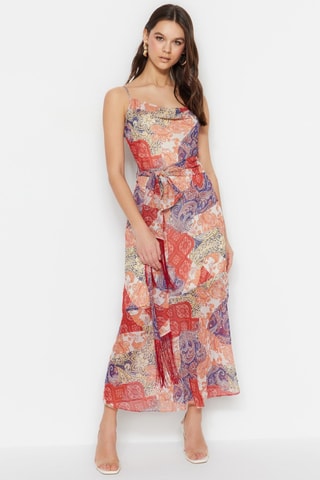 Vestido comprido - Vermelho e azul