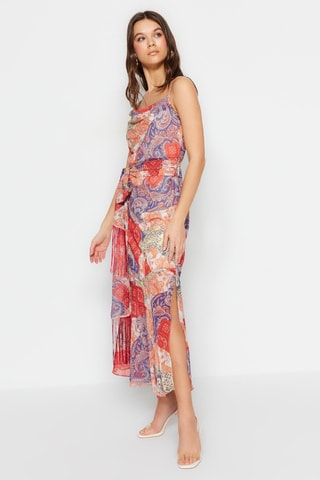 Vestido comprido - Vermelho e azul