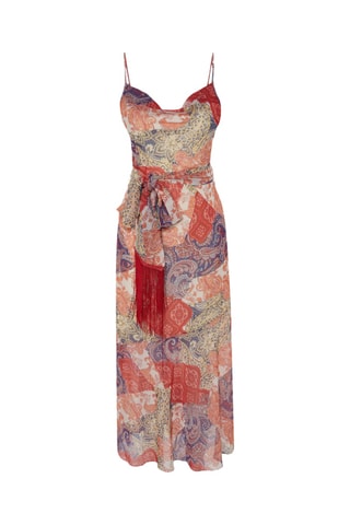 Vestido comprido - Vermelho e azul
