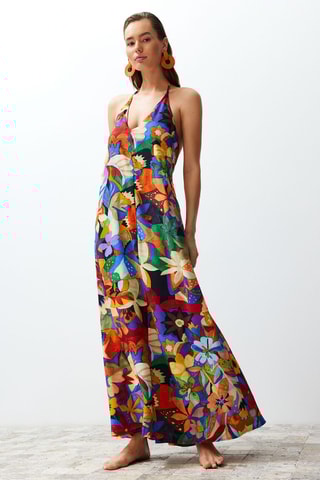 Robe longue - Orange et bleu