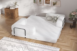 Canapé convertible Smart - Blanc - 2 places - En tissu velours
