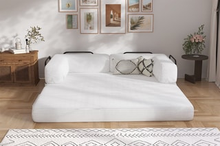 Canapé convertible Smart - Blanc - 2 places - En tissu velours
