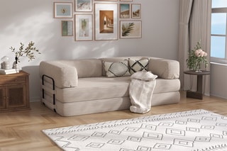 Canapé convertible Smart - Beige - 2 places - En tissu velours