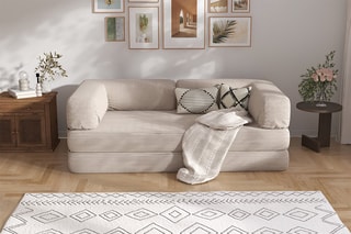 Canapé convertible Smart - Beige - 2 places - En tissu velours