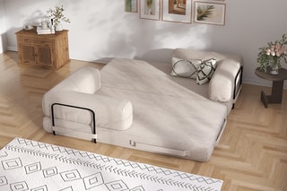 Canapé convertible Smart - Beige - 2 places - En tissu velours