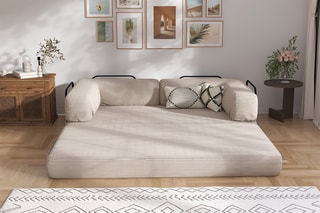 Canapé convertible Smart - Beige - 2 places - En tissu velours