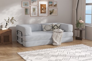 Canapé convertible Smart - Gris clair - 2 places - En tissu velours