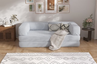 Canapé convertible Smart - Gris clair - 2 places - En tissu velours