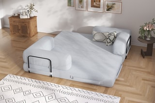 Canapé convertible Smart - Gris clair - 2 places - En tissu velours