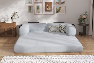 Canapé convertible Smart - Gris clair - 2 places - En tissu velours