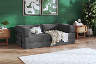 Canapé convertible Smart - Anthracite - 2 places - En tissu velours