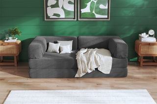 Canapé convertible Smart - Anthracite - 2 places - En tissu velours